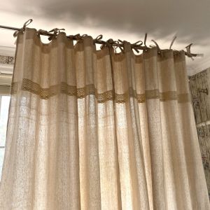Solid Color Simple Nordic Style Linen Curtain Cotton Linen Ready-Made Curtain American Bedroom Living Room Plain-Color Curtain