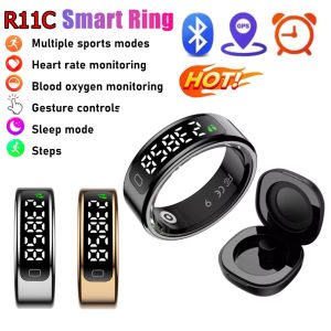 2025 New R11C Smart Ring Men Women LED Display Screen Heart Rate Blood Oxygen Monitoring 1ATM Waterproof Multi Sports Modes
