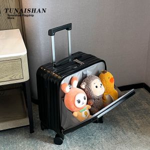 Fashionable 18-Inch Womens Carry-On Suitcase with Front Opening Lightweight Multi-Functional No Check-In 20-Inch Luggage Bag