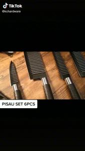 Pisau Dapur Hitam Set Isi 6pcs KTC-09 Black Knife Set Wave Blade