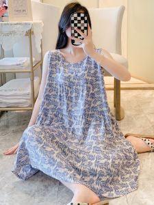 New Cotton Silk Sleep Dress Japanese Style Womens Sleeveless Large Size Sleepwear Summer Artificial Cotton Comfortable Home Clothes