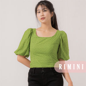 RIMINI - Atasan Wanita Blouse Crop Top Katun Lengan Pendek Puff XS-XXXL - Elena Top 521268