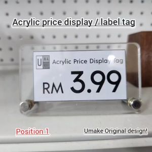 (Ready Stock) UMAKE Acrylic Stand Display Card Holder Clear Sign Display Stand Table Name Price Tag Menu Industrial