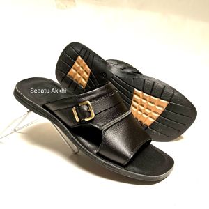 Sandal Kulit Pria Selop Pijakan Karet Lentur