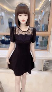 ชุดเดรสสั้นทรงเอคอปีกสีดำสไตล์ฝรั่งเศส ทรงเข้ารูป แขนสั้น ทรงเข้ารูป สำหรับผู้หญิง ชุดเดรสแฟชั่นฤดูใบไม้ผลิและฤดูใบไม้ร่วง