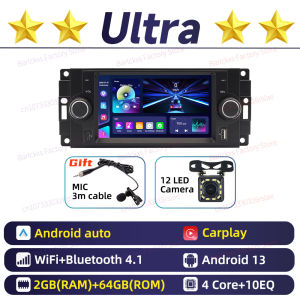 1 Din 6.2" Screen Carplay Radio Stereo Head Unit Android Car Multimedia for Dodge RAM 1500 2500 3500 4500 5500 Pick Up 2006-2008