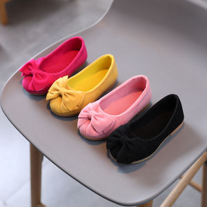 Christmas gifts Kids Flats Spring Autumn Suede Breathable Girls Shoes Slip on Ballet Dance Shoes Fashion Bow Casual Shoes Chaussure Enfant Fille