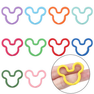 การดิ้ายพวงกุญแจมิกกี้ 2/5ชิ้น 33X34มม ชุดล็อต สีสันสดใส รูปเมาส์พวงกุญแจโลหะห่วง สอบทบสำหรับอัญมณี อุปกรณ์พวงกุญแจน่ารัก