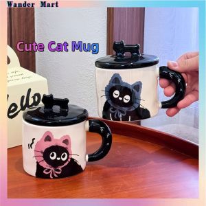 Cute Cat design ceramic Mug Cute Cat Ceramic Coffee Mug Aesthetic mug handle Birthday Gift Home Decorations