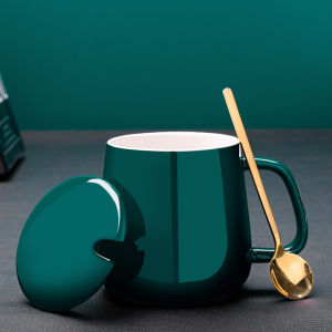 ZHENTAIYUAN | Insulated Ceramic Coffee Mug with Lid and Spoon