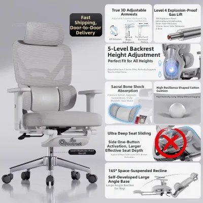 SAMEDREAM | Ergonomic Comfortable Lumbar Support Computer Chair Reclining
