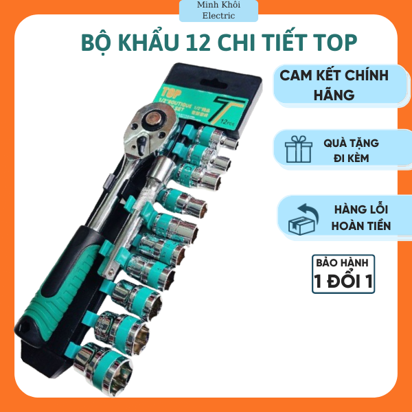 Bộ tuýp khẩu 12 chi tiết TOP 1/2 mở bu lông ốc vít,bộ khẩu 12 chi tiết ...