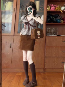 NIUVIES | Aesthetic Caramel Brown Half-Length Dress