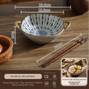 SHELI | Bát Súp Gốm Phong Cách Retro Có Tai Dưới Men