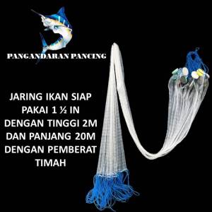 jaring ikan siap pakai panjang 20m tinggi 2m pemberat timah