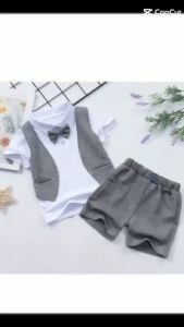 Bộ quần áo set đồ bé trai giả gile phù hợp mùa hè chất vài mềm mịn an toàn cho da thoải mái vận động - T10