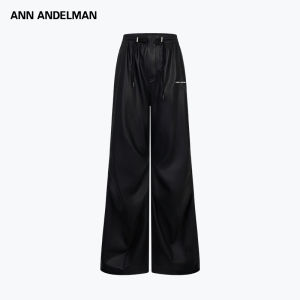 ANN ANDELMAN | Leather Parachute Loose Drape Flared Pants Black
