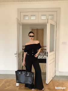 Relaxed High-end Workwear Flare Trousers