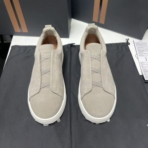 WuLei Mens Genuine Leather Elastic Cross Strap Leisure Sneakers Suede High-End Sensation Gray Sports Casual Shoes