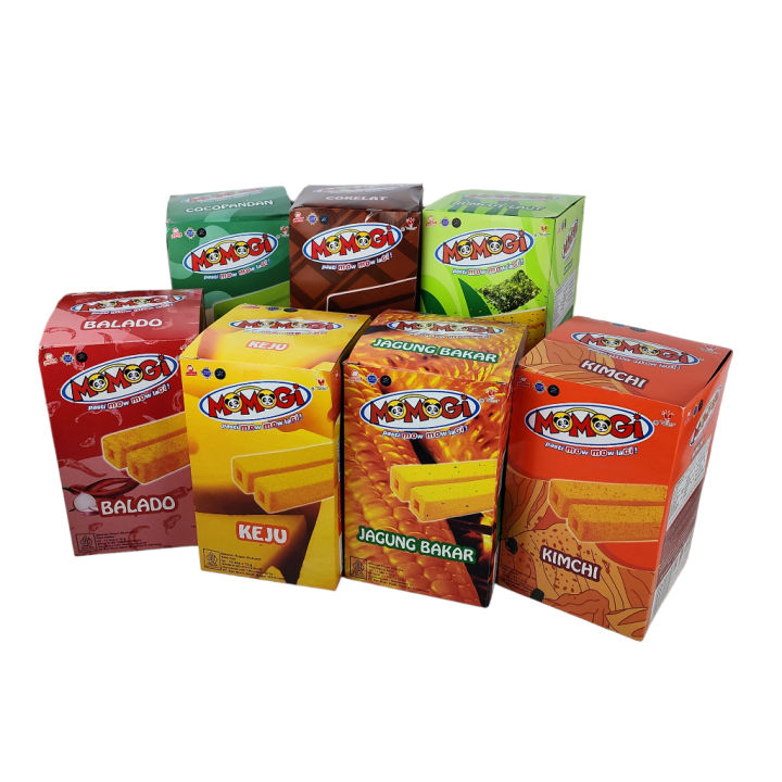 Momogi Stick Snack Extrudat LONG - Isi 10 bks-MOMOGI Coklat/Jagung Bakar/Keju/Tutti Fruitti -PROMO!!! MOMOGI SNACK 1 BOX ISI 10