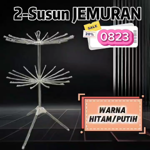 Jemuran Menara YUMI bisa lipat 2 Tingkat 10 Jari Gantungan Pengering Baju Anak Kode 0823