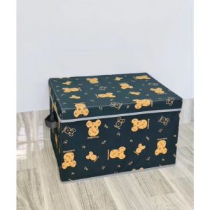 Hộp vải đựng đồ size lớn 48cm hình Gấu style Hàn Quốc xếp gọn hộp vải Oxford Hàn Quốc thùng vải chứa đồ tủ vải hộp chứa đồ
