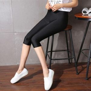 Spring Summer Womens Slim Fit Ice Silk Leggings Thin Elastic High Waist Shaping Colorful Glossy Smooth Fitness Pants