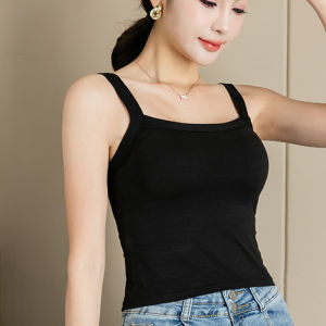 เสื้อกั๊กแขนกุดสีพื้นสไตล์เกาหลีสำหรับผู้หญิง ฤดูร้อน 2023 เสื้อชั้นในแบบลำลอง ใส่ได้ทั้งในและกลางแจ้ง ดีไซน์หลังสวยงาม กระชับสัดส่วน