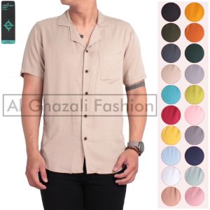 Kemeja lengan pendek polos terbaru casual pria trendi masa kini distro terbaru korea