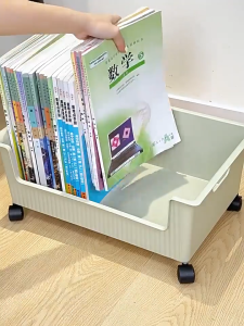 Mobile Book Bag Tray with Wheels Students Under Desk Storage Box Large Capacity Snack Toys File Rolling Box