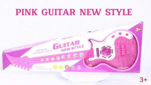 Kids musical 4 strings rock Pink Guitar Style Feching With Light & Sounds Toy 2-6 years old