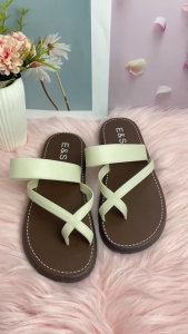 Fashion Womens Wear Cross Strap Pinch Toe Soft sole Rubber Flat Slipper 1299