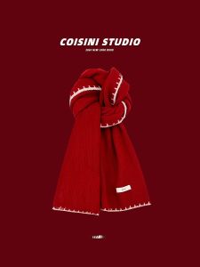 Christmas Red Knitted Wool Scarf Womens Autumn Winter Warm Fashionable Versatile Neck Warmer Korean Style Long Rectangle Scarf