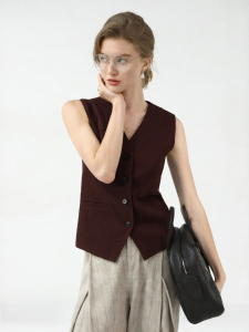 COCOBELLA | Red Collarless Business Casual Vest