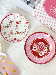  Butterfly Red Flower Ceramic Sauce Dish Small Plate Appetizer Dipping Sauce Popular Jewelry Mini Disk European Style Home Use
