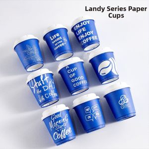 Disposable Coffee Leak-proof Hot Drink Paper Cup Klein Blue