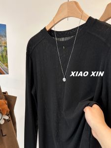 Fashionable Base Layer Shirt Thin Long Sleeve round Neck Comfortable Womens Top Trendy Commute Style Korean Version Cotton T-Shirt