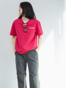 Spring Summer New Style Barbie Pink Colorful Loose round Neck Letter Print White Enhancing T-Shirt Womens Casual Cotton Polyester Blend Short Sleeve Tee