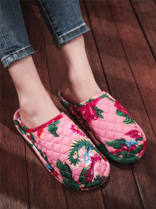 รองเท้าแตะพื้นไม้แบบเงียบ พื้นผ้าฝ้ายแท้ รองเท้าแตะสำหรับใส่ในบ้าน รองเท้าแตะแบบสวมหัว รองเท้าแตะสำหรับผู้ชายและผู้หญิง