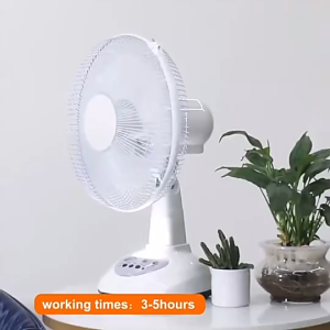 12-Inch Energy-Saving Table Fan Solar Panel Rechargeable Plastic for Outdoor Sitting & Workspaces