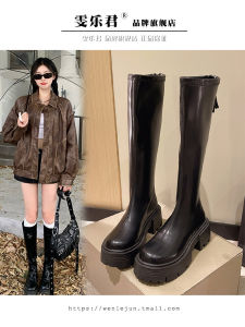 Giày Bốt Cao Đến Đầu Gối Phong Cách Hàn Quốc Cho Nữ Có Khóa Kéo Phía Sau Giày Bốt Cao Gót Co Giãn Mùa Thu Đông Mới