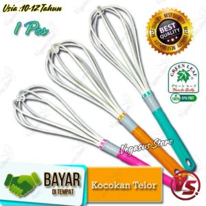 Kocokan Telur Alat  Pengocok Adonan Kue Green Leaf Anti karat BPA Free Mixer Manual-Vegasus Store