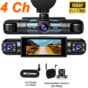 New 3/4 Channel Dashcam FHD 1080P Car Driving Camera Black Box Night Vision Loop Recording G-Sensor 24H Parking Guard Mode
