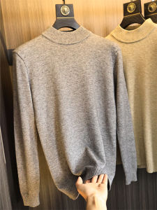 Warm And Soft Mens Knit Sweater Half High Collar Base Layer Fashionable Urban Style Long Sleeve Pure Color Winter Essential
