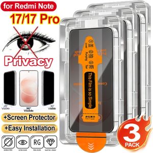 3Sets Oleophobic Coating Anti-Spy Screen Protector For Redmi Note 17 17Pro Bubble Free Privacy Tempered Glass