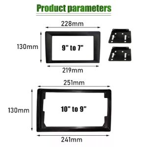 9 Inch To 7 Inch or 10 Inch To 9 Inch Frame Screen Fascia Frame Adapter for Audio Dash Fitting Panel Frame Kit 2 Din Car Video Frame Changer 10/9/7 inch Universal Rear Cover Panel Radio CD DVD Player Audio Fascia Dashboard Mount Kit
