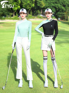 Quick Dry Golf Shirt Womens Long Sleeve High Collar Stretchy Slim Fit Outdoor Sports Top Wear Sun Protection Fitness Apparel