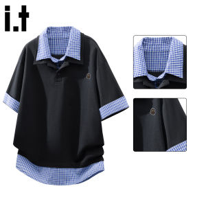 FINGERCROXX | Fake Two Piece Collar Short Sleeve Mens Polo T-Shirt