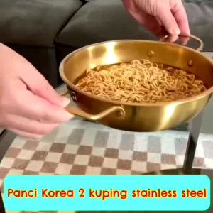Panci Masak Korean Noodle Emas Stainless / Wajan Anti Lengket Berkualitas Tinggi 18cm