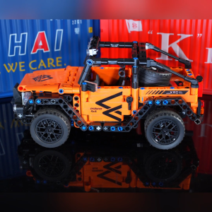 1:18 Pull-Back Off-Road Vehicle Orange Building Blocks Racing Car DIY Educational Toys Kid Gift